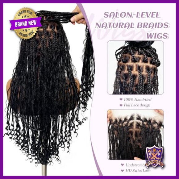 28 Inch Full Lace Human Hair Blended Wig Bohemian Curly Ends Pre-Plucked main image 5